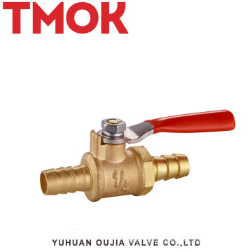 Red handle natural color brass gas valve Dn8